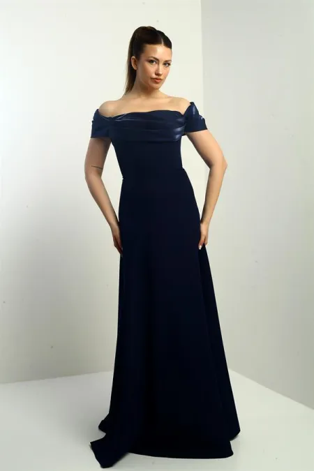 Strapless Flared Interlining Lined Long Crepe Evening Dress