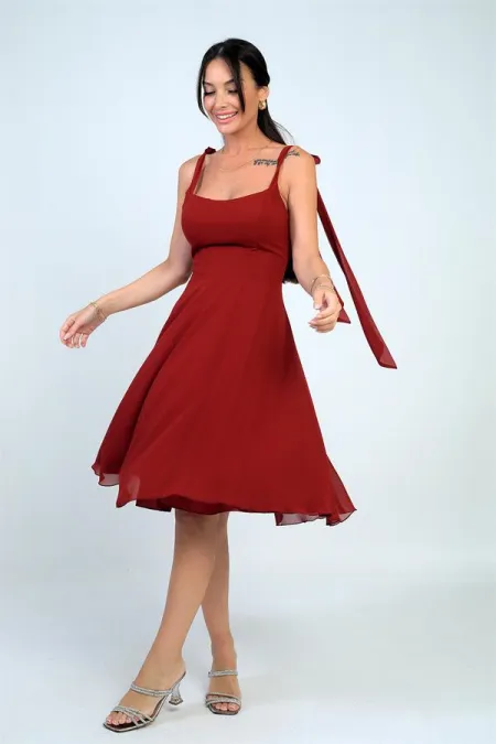 Women's Short Dress with Shoulder Straps and Lining