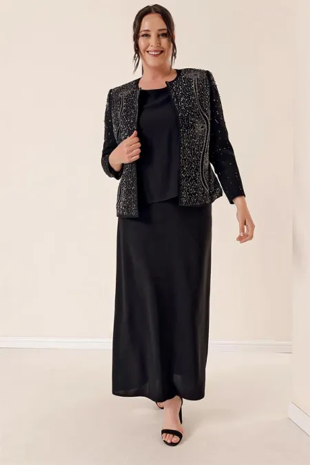 Ensemble de BB triple doublé de perles en crêpe importé