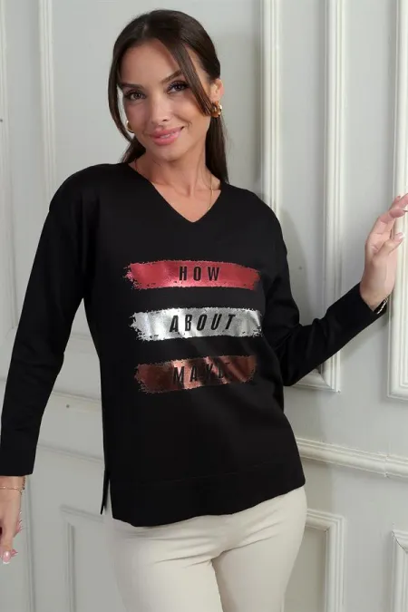 Chemisier en maille imprimé à col V pour femme