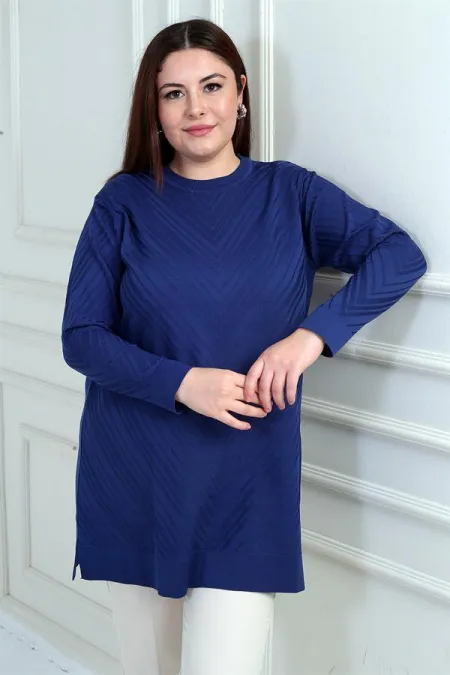 Blouse tunique grande taille à col rond pour femme
