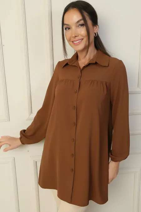 Önü Roba Büzgülü Gömlek
