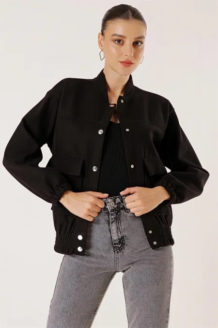 Blouson aviateur à taille élastiquée et poches plaquées