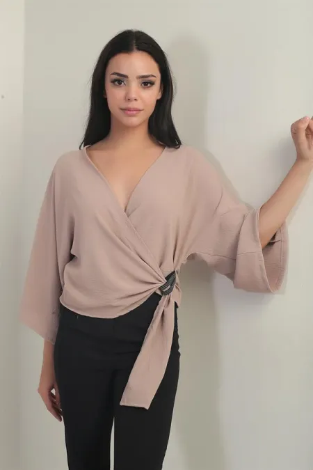 Women's Wrap Neck Short Ayrobin Blouse