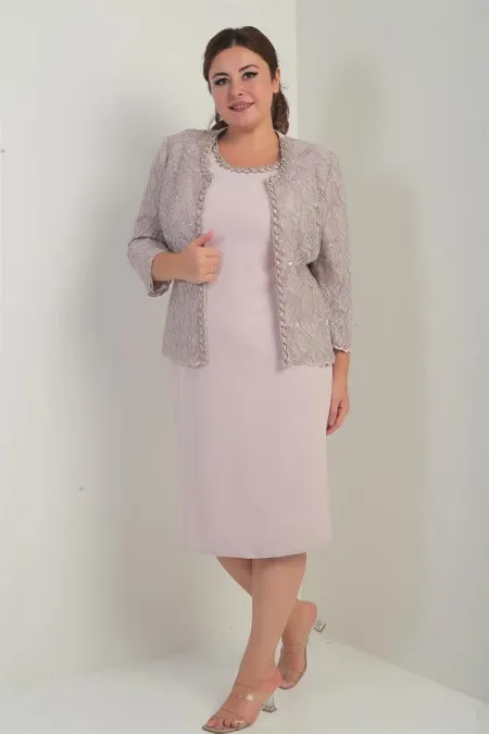 Robe sans manches pour femme, veste en tulle ornée de sequins et de perles, doublée, ensemble deux pièces grandes tailles