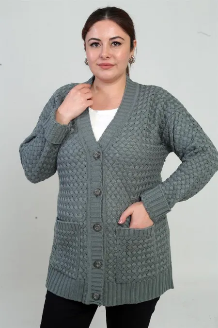 Gilet tunique à poches en maille panier pour femme