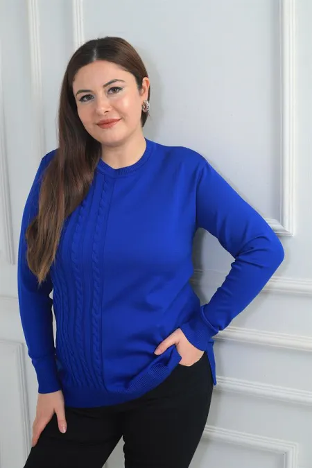 Blouse tunique en lycra grande taille à tresse asymétrique pour femme