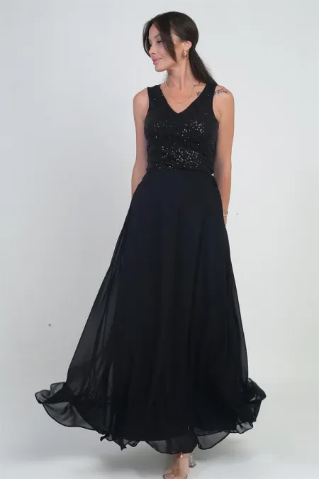 Jupe longue en mousseline pour femme, avec taille élastique et doublure