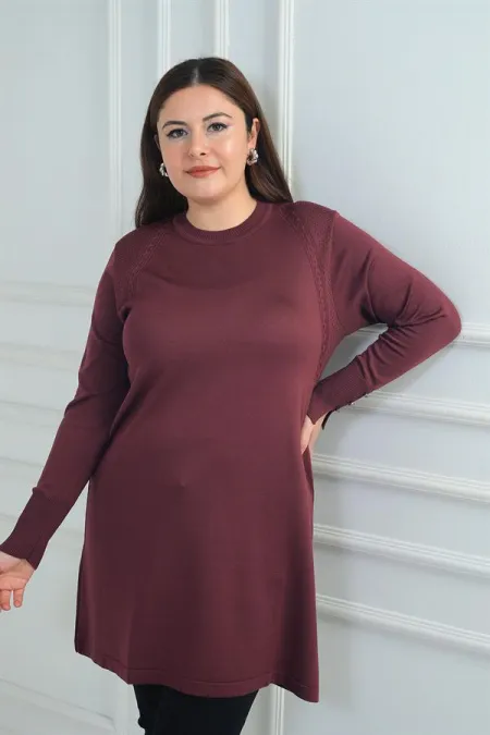 Tunique grande taille pour femme, ornée d'une tresse sur le devant, en fil froid.