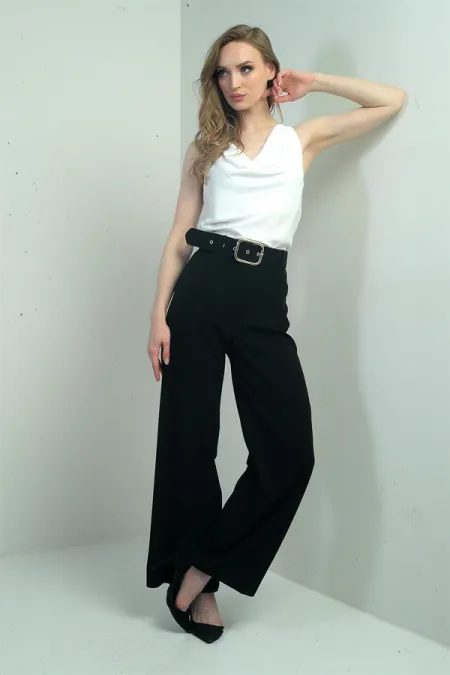 Kadın Scuba Krep Likralı Palazzo Pantolon