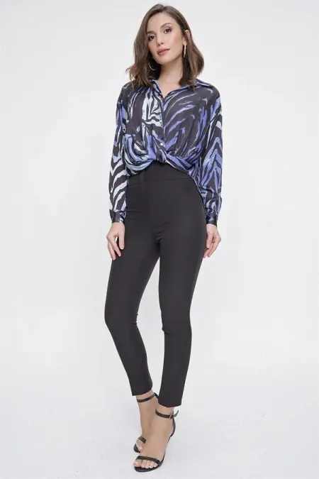 Pantalon en lycra taille haute et coupe slim