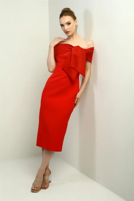 Robe midi en satin pour femme, col madon, doublure intégrée