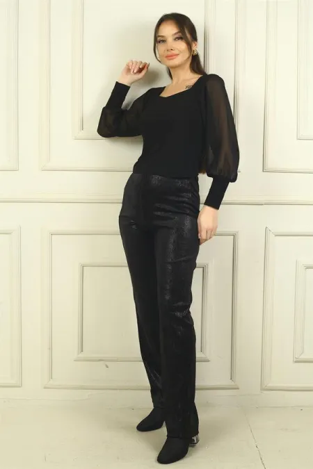 Pantalon en lycra à motif crocodile et taille élastique pour femme