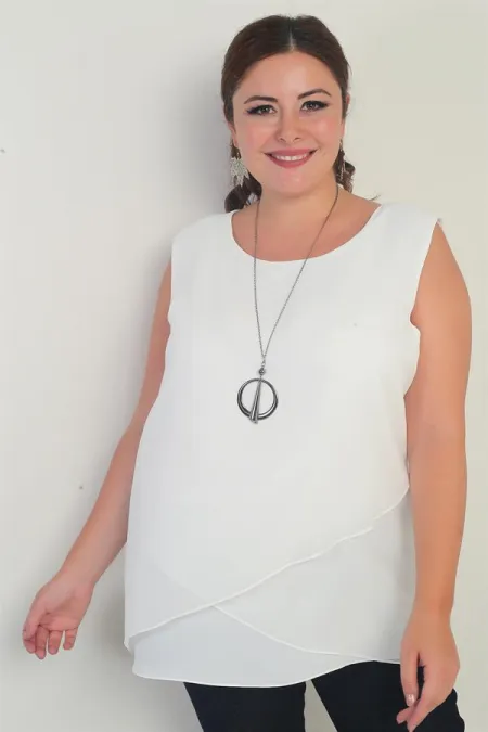 Chemisier sans manches en mousseline pour femme (grandes tailles)