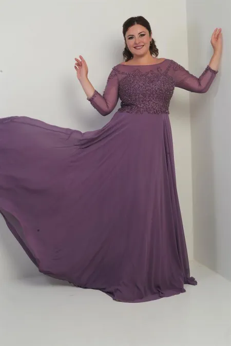 Robe longue en mousseline grande taille pour femme, ornée de dentelle et doublée