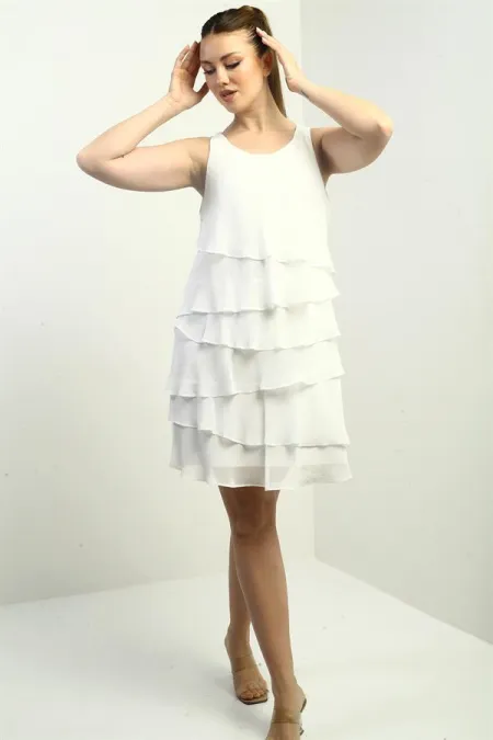 Women's Lined Layered Chiffon Dress