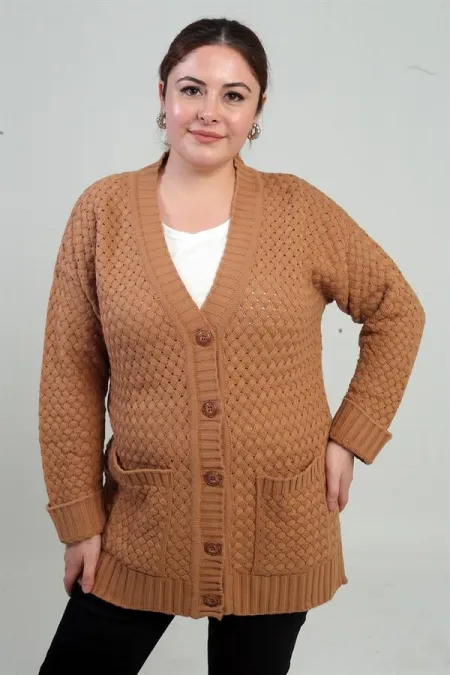 Gilet tunique à poches en maille panier pour femme