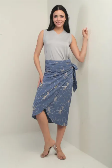 Women's Side-Tie Corded Midi Skirt