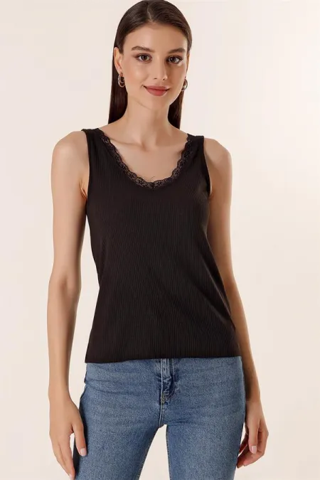 Débardeur à bretelles épaisses et lacets devant et dos