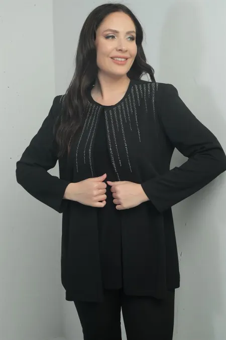 Ensemble deux pièces veste femme brodée pierre à manches longues BB