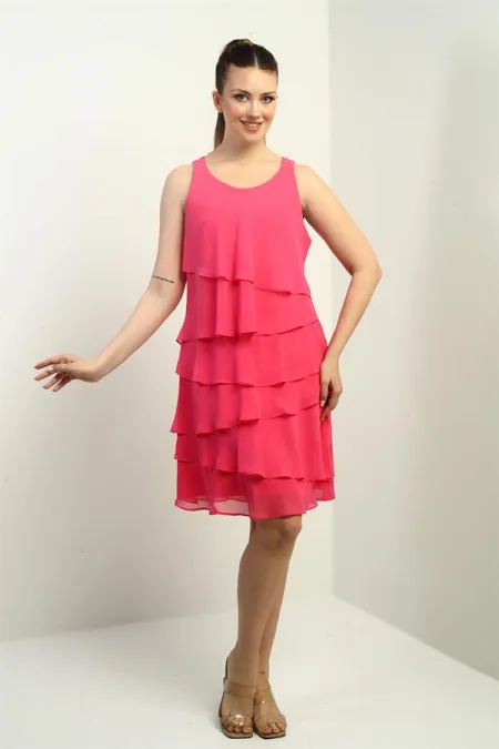 Women's Lined Layered Chiffon Dress