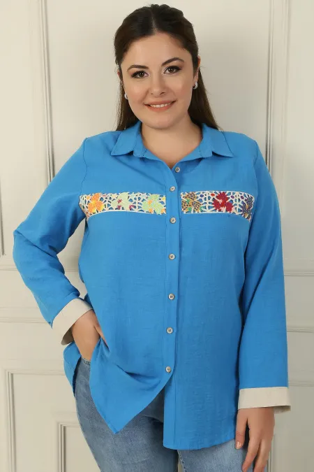 Chemise tricotée à motif floral grande taille