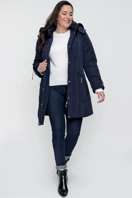 ANORAK DOUBLÉ À CAPUCHE AMOVIBLE GRANDES TAILLES