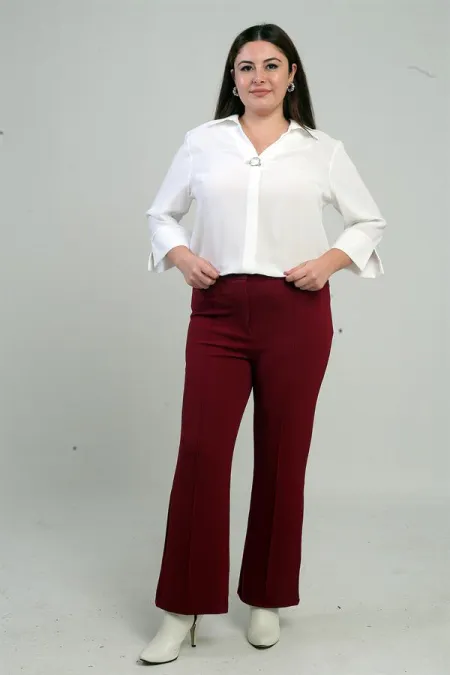 Pull-over en crêpe tricoté Lycra à taille élastique et longueur large pour femme, grandes tailles, pantalon palazzo