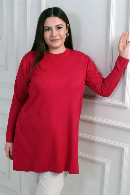 Blouse tunique grande taille à col rond pour femme
