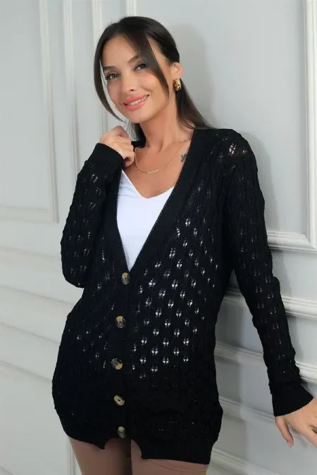 Gilet mercerisé décontracté à col en V et boutons pour femme