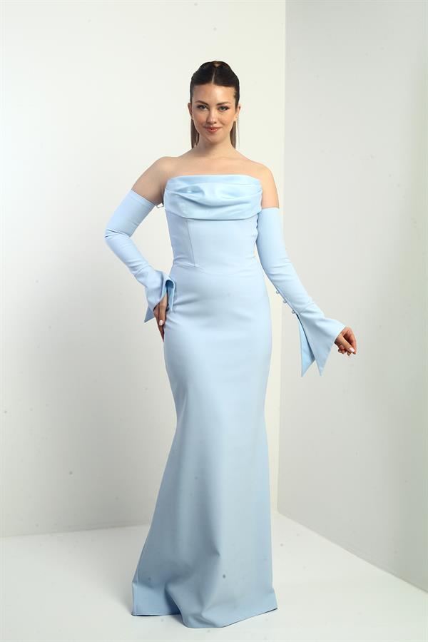 Women's Strapless Set-in Sleeve, Interfacing, Lined Crepe Long Evening Dress