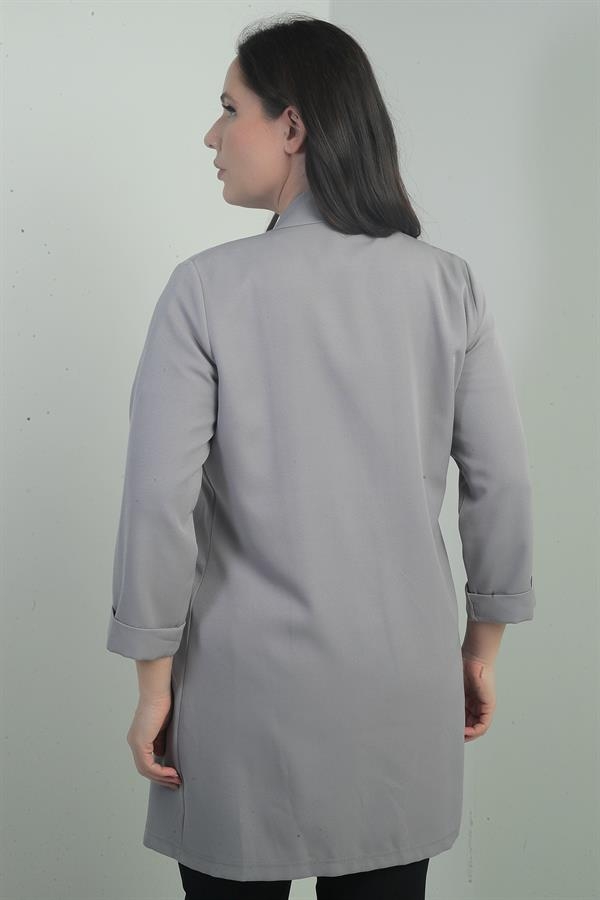 Shawl Collar Fake Pocket Lycra Max Long Jacket