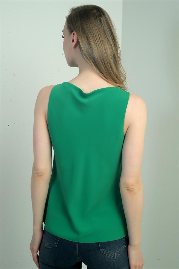 Women's V-Neck Sleeveless Crepe Satin Blouse