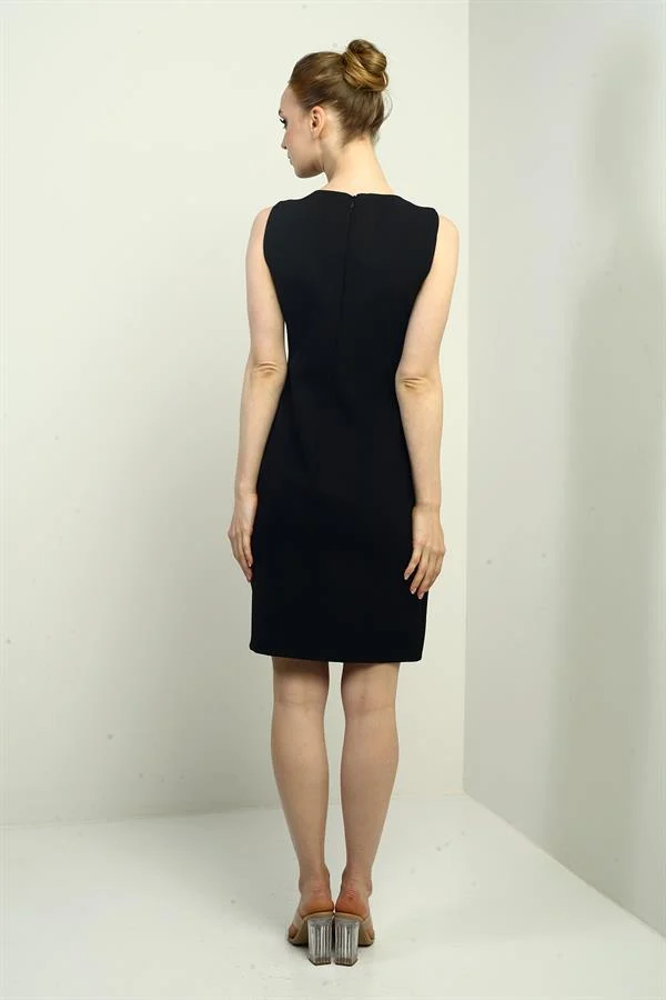 Kadın Kendinden Telalı Yan Düğmeli Kısa Elbise