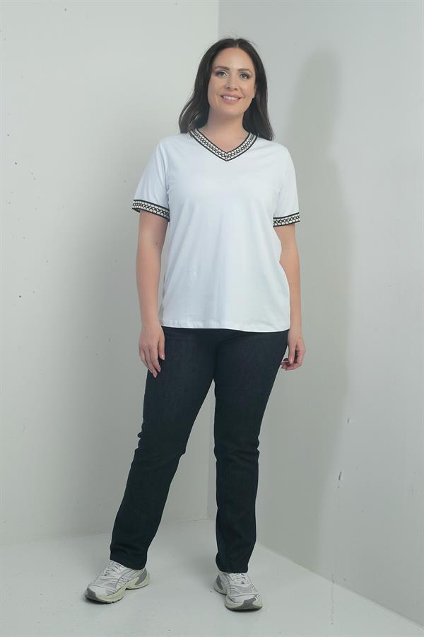 Jean taille haute à jambes droites en lycra pour femme, grandes tailles