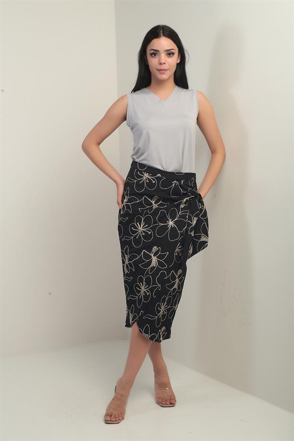 Women's Side-Tie Corded Midi Skirt