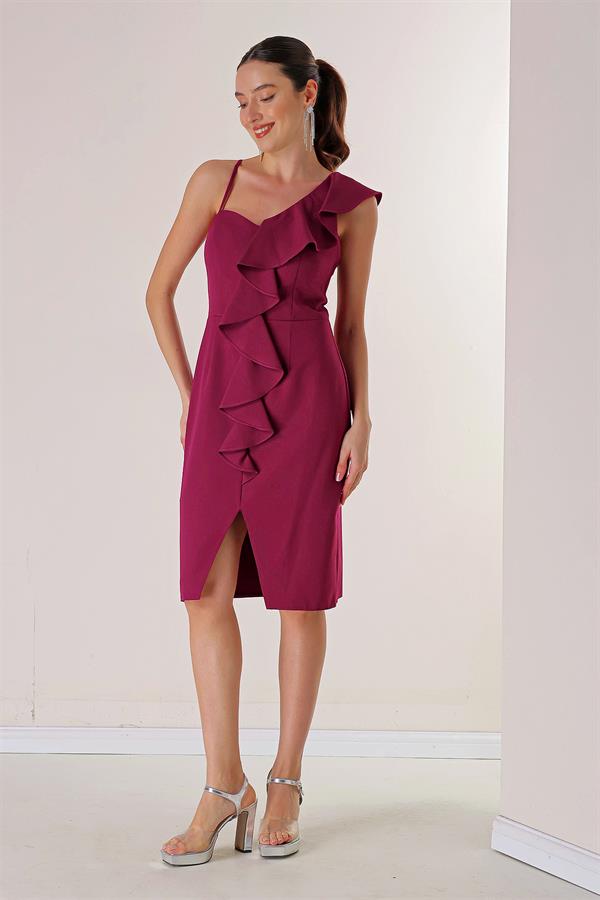 One-Shoulder Evening Dress with Front Slit