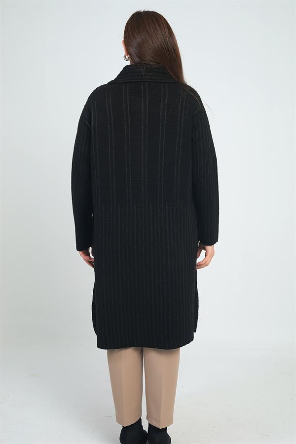 Manteau en maille grande taille pour femme avec poches