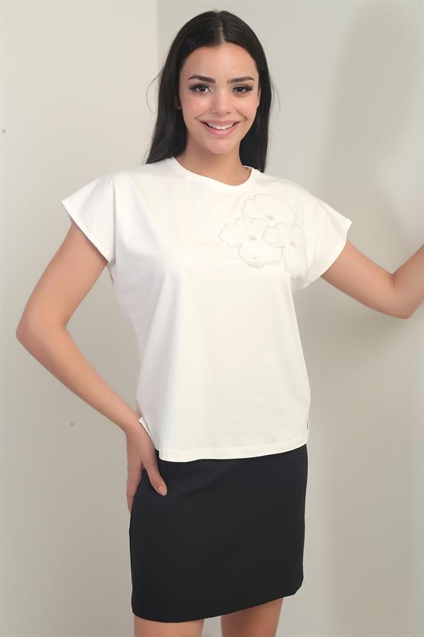 Women's Rose Detailed Lycra Blouse