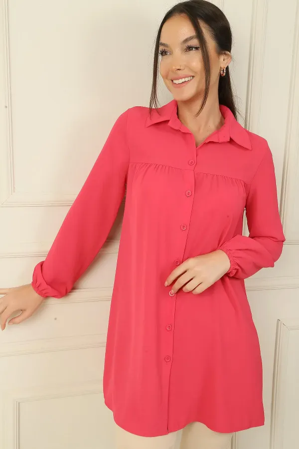 Shirt with Gathered Front Yoke