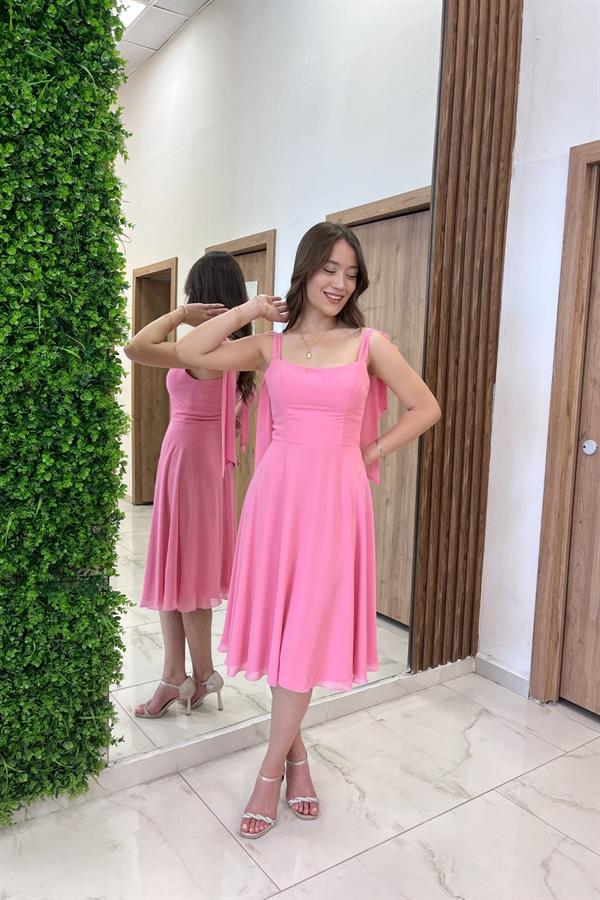 Women's Short Dress with Shoulder Straps and Lining