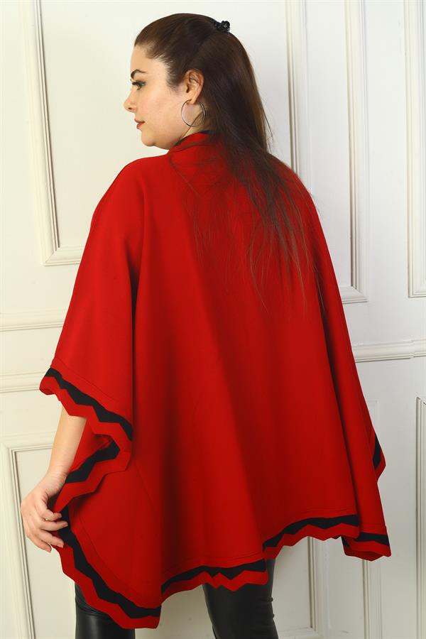 Poncho en acrylique grande taille à rayures découpées au laser pour femme