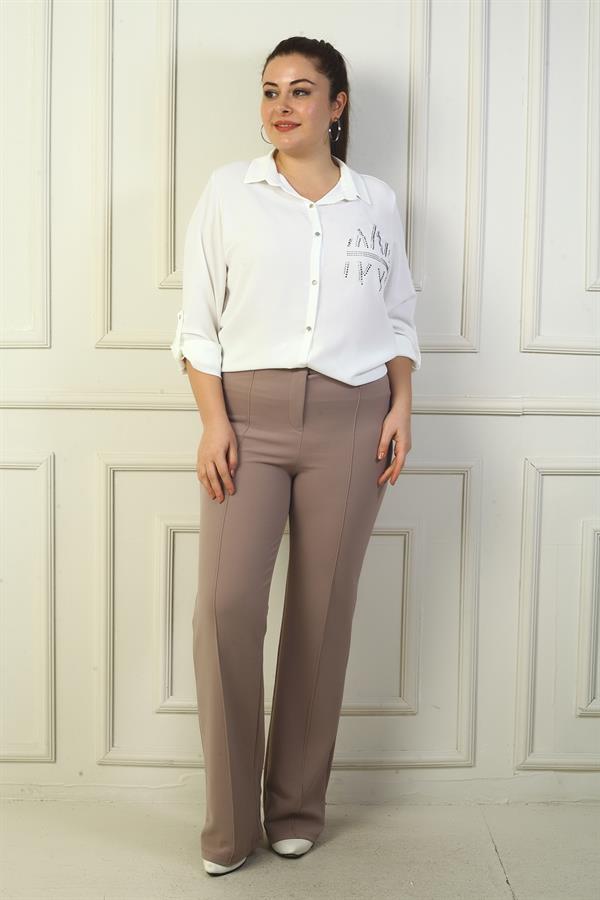 Women's Plus Size Palazzo Pants with Elastic Waistband