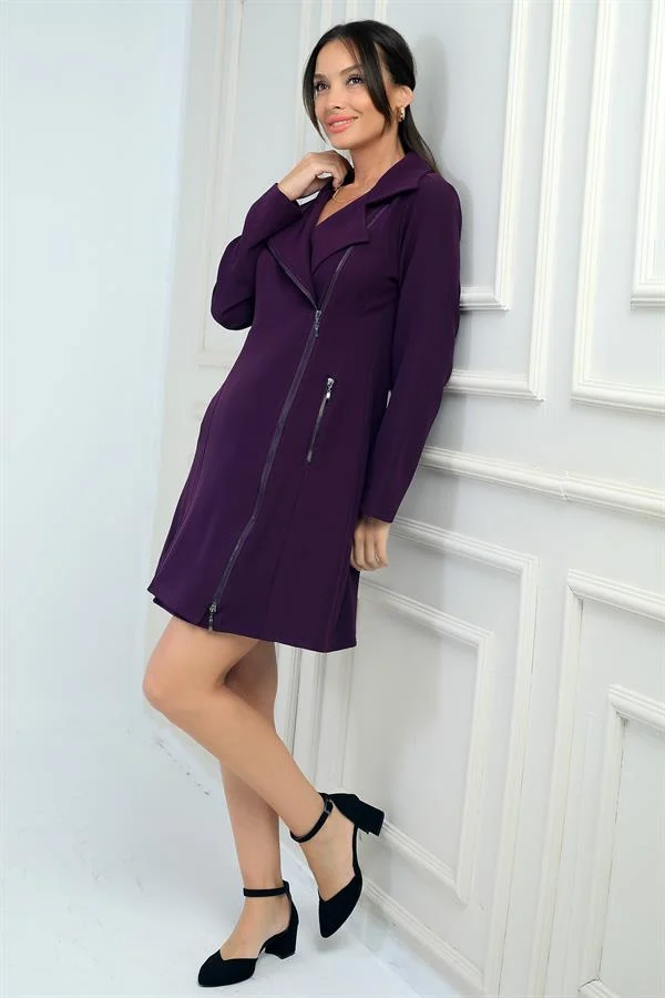 Women's Short Dress with Zipper Detail