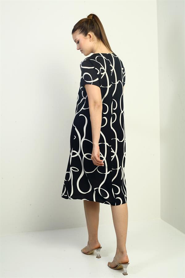 Women's V-Neck Oversize Patterned Dress