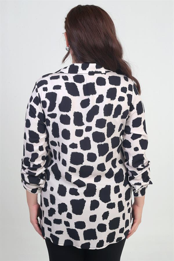 Chemise grande taille pour femme avec manches repliées et motif