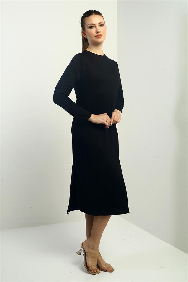 Robe midi fendue sur le côté, ornée de cristaux, pour femme