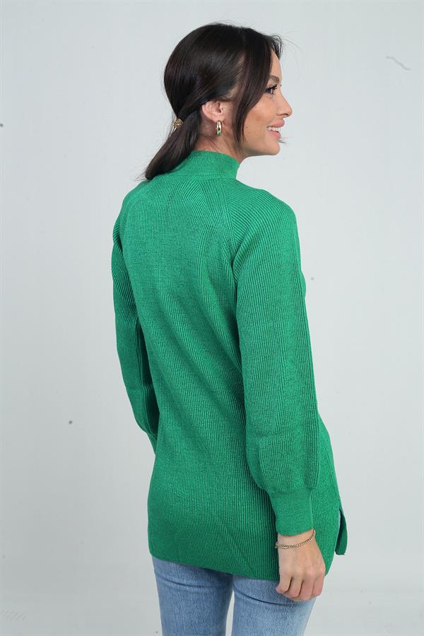 Boyun Dekolteli Saç Örgülü Desen  Spor Tunik Kazak