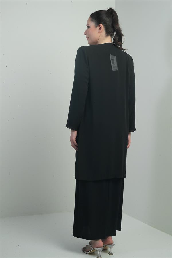 Women's Sequined Chiffon Jacket with Lined Sleeves, Sandy Long Dress, Plus Size, 2-Piece Set