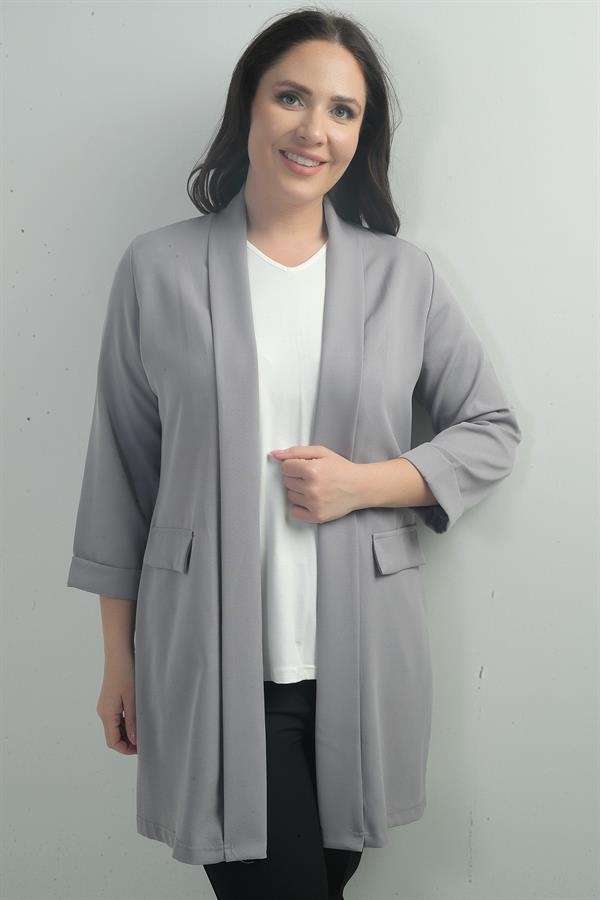 Shawl Collar Fake Pocket Lycra Max Long Jacket